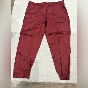 [10]LOFT Deep Red Casual Barrel Viscose Pants